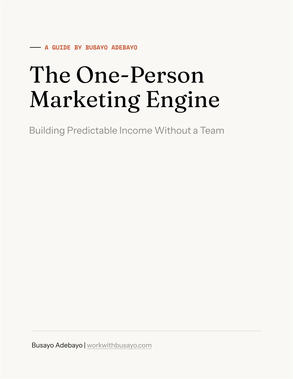 The One-Person Marketing Engine guide cover